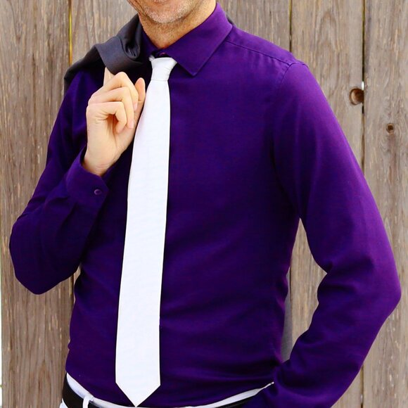 Deep Purple Dress Shirt Long-Sleeved Size: MM 15 by BELLISSIMO - Picture 6 of 6